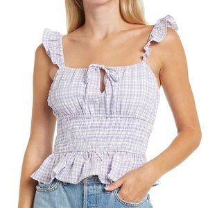 🆕 Wayf | Check Smocked Waist Top